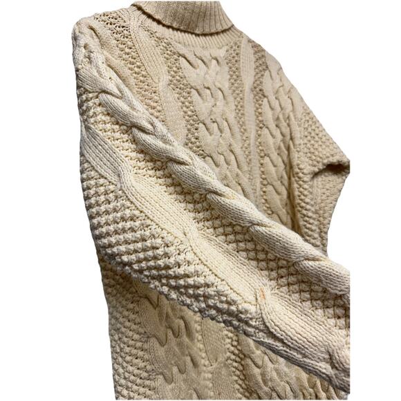 Classiques Entiner 100% Merino Wool Cream cable sweater cottagecore fisherman S - Picture 3 of 8